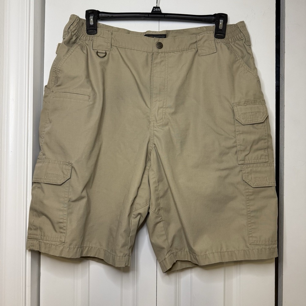 511 Tactical Shorts Mens 40 Tan Cargo Pocket Elastic Waist 10 Inch Inseam Canvas - Picture 1 of 14